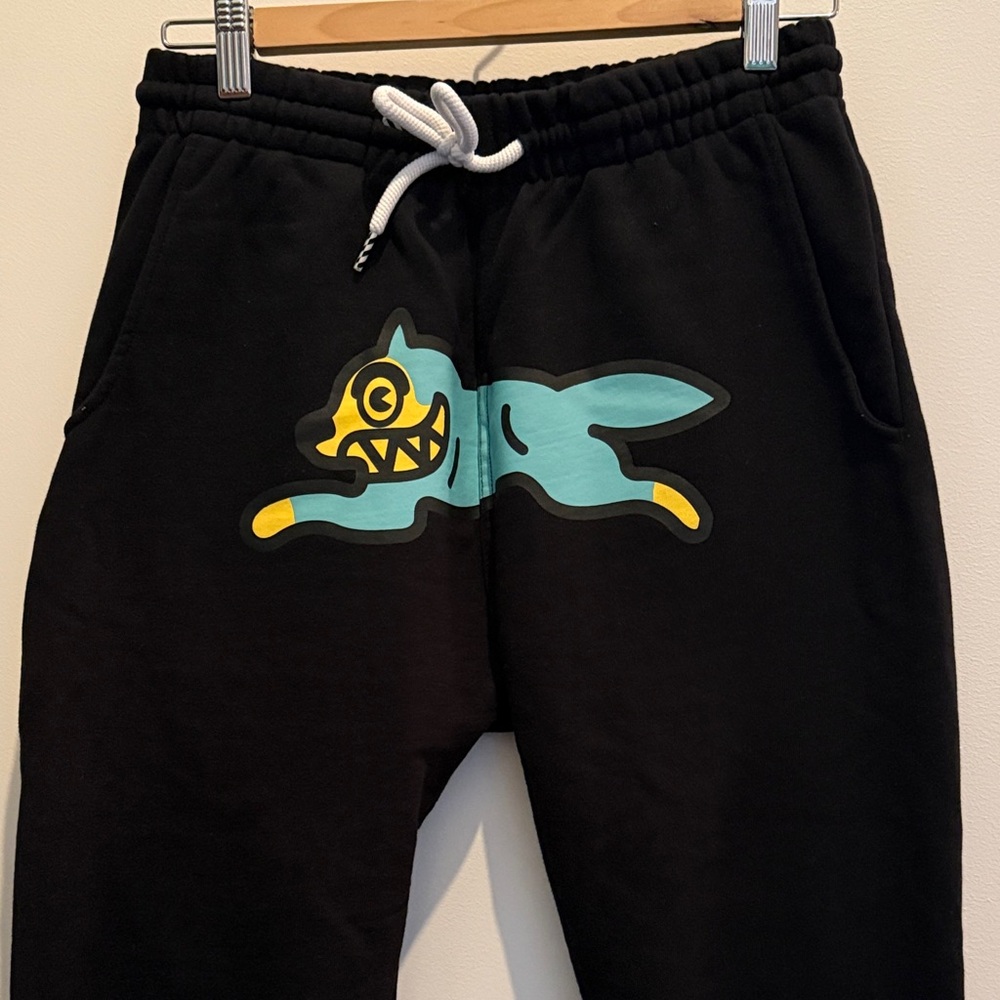 Icecream Black Joggers with Blue and Yellow Graphic